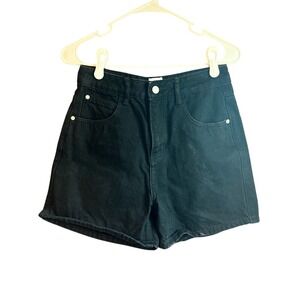 Princess Polly denim Black High Waisted Denim Jean Shorts Size US 4 Pockets‎